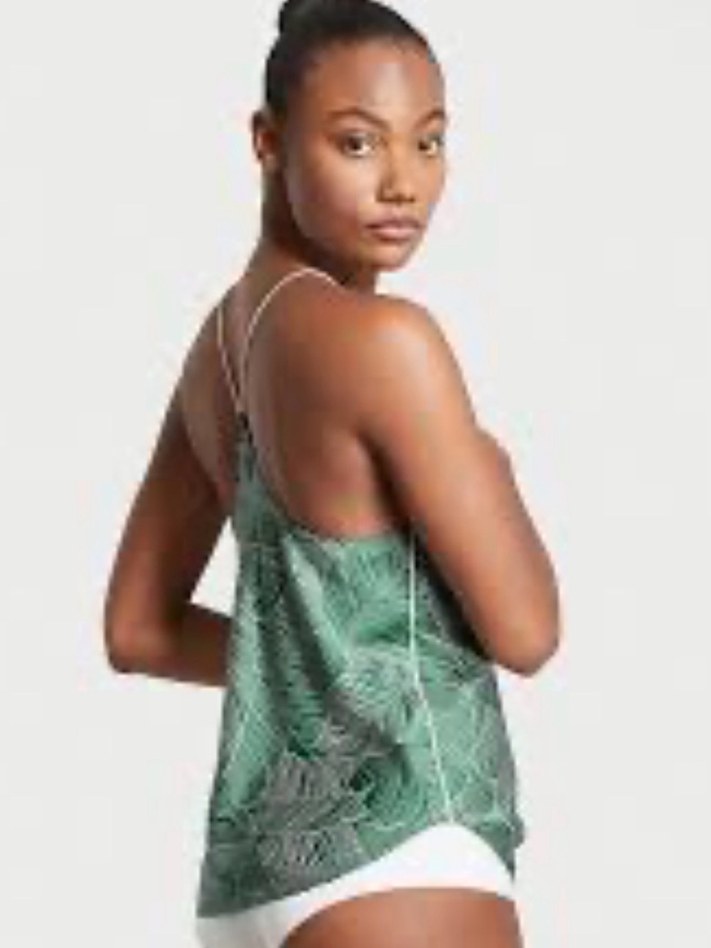 Victoria's Secret Green Botanical Satin Cami